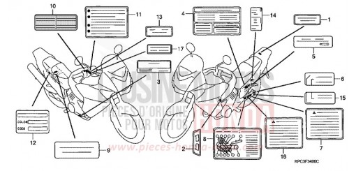 ETIQUETTE DE PRECAUTIONS XL125V4 de 2004